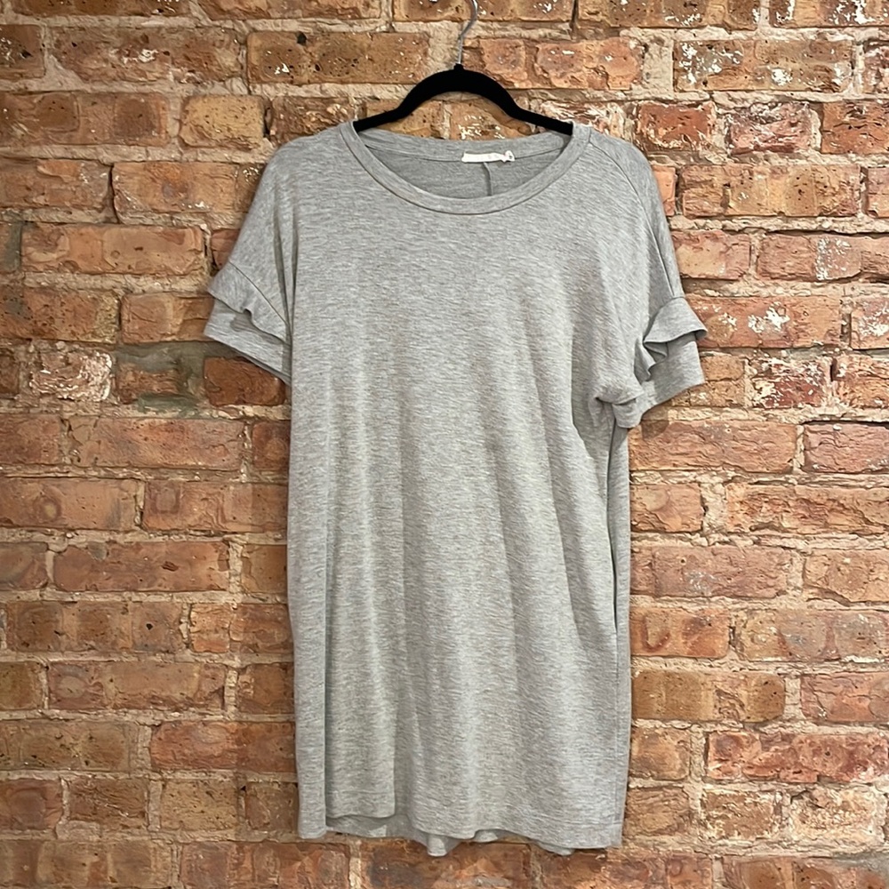 Grey Soft Ruffle Tshirt Lush Dress XS